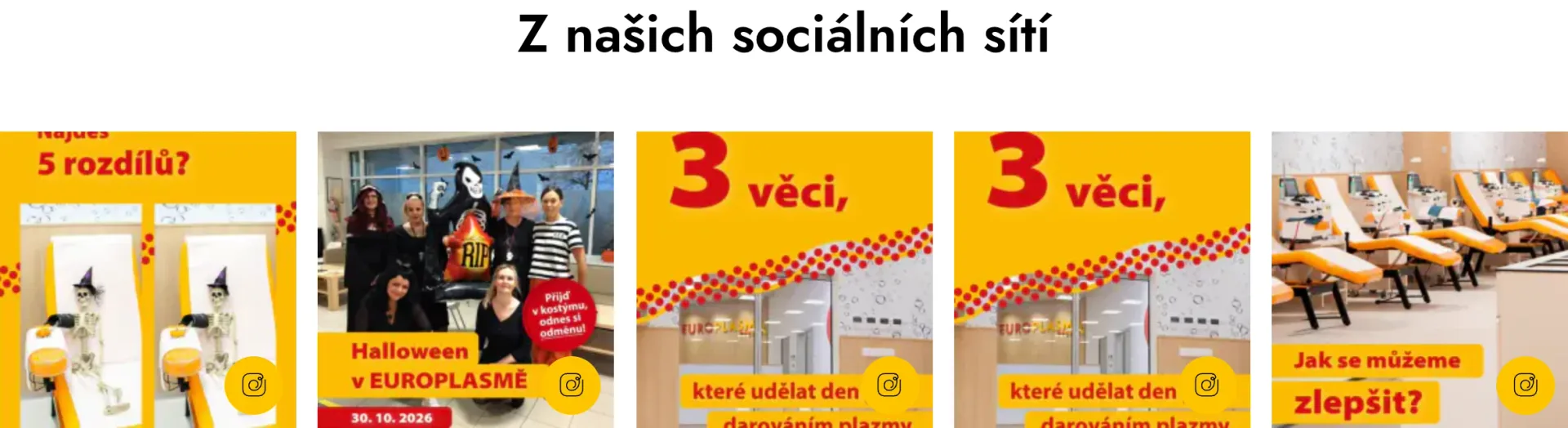 Pás aktuálních příspěvků Europlasmy ze sociálních sítí na úvodní stránce