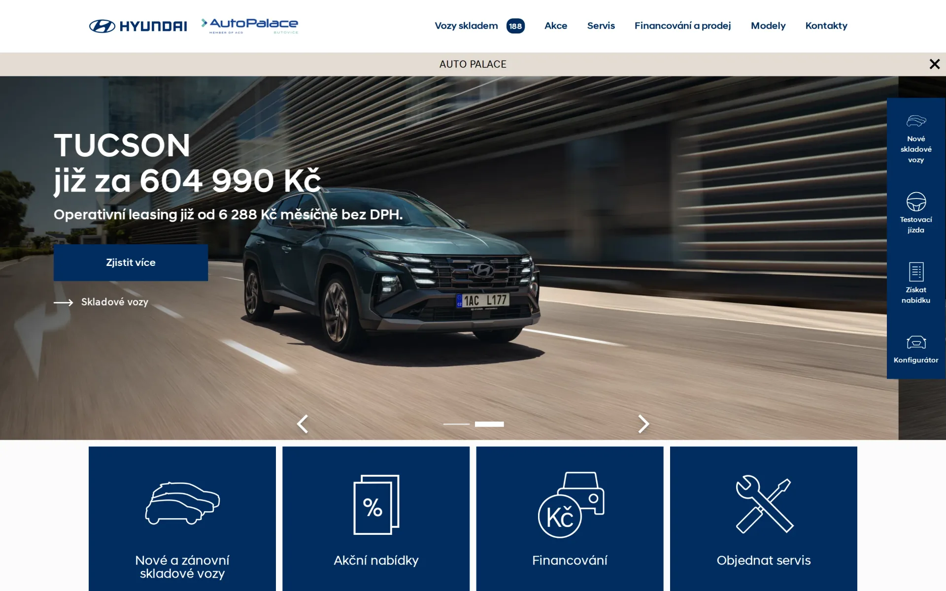 Dealerský web Hyundai ze sítě webů na jedné instalaci