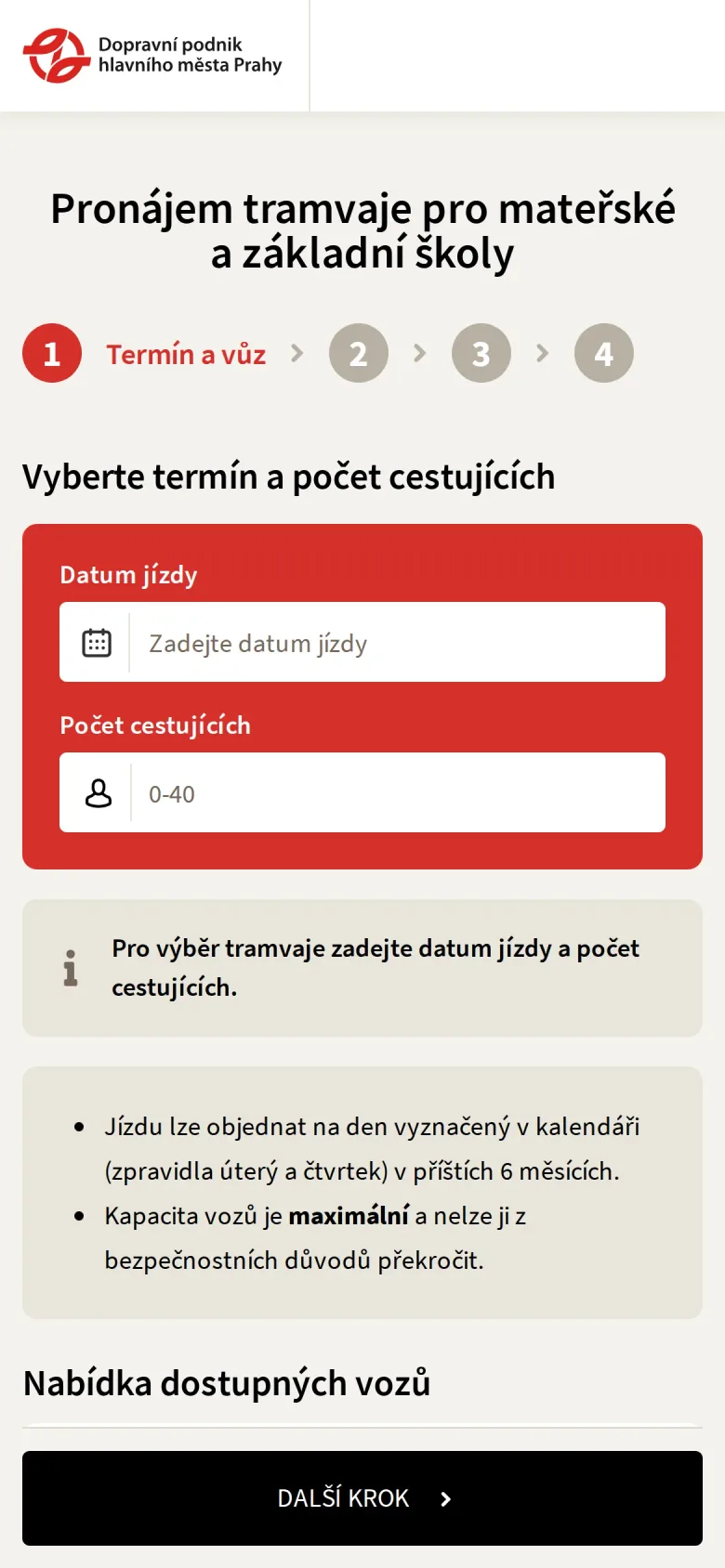 Rezervace tramvaje pro mateřské a základní školy na mobilu