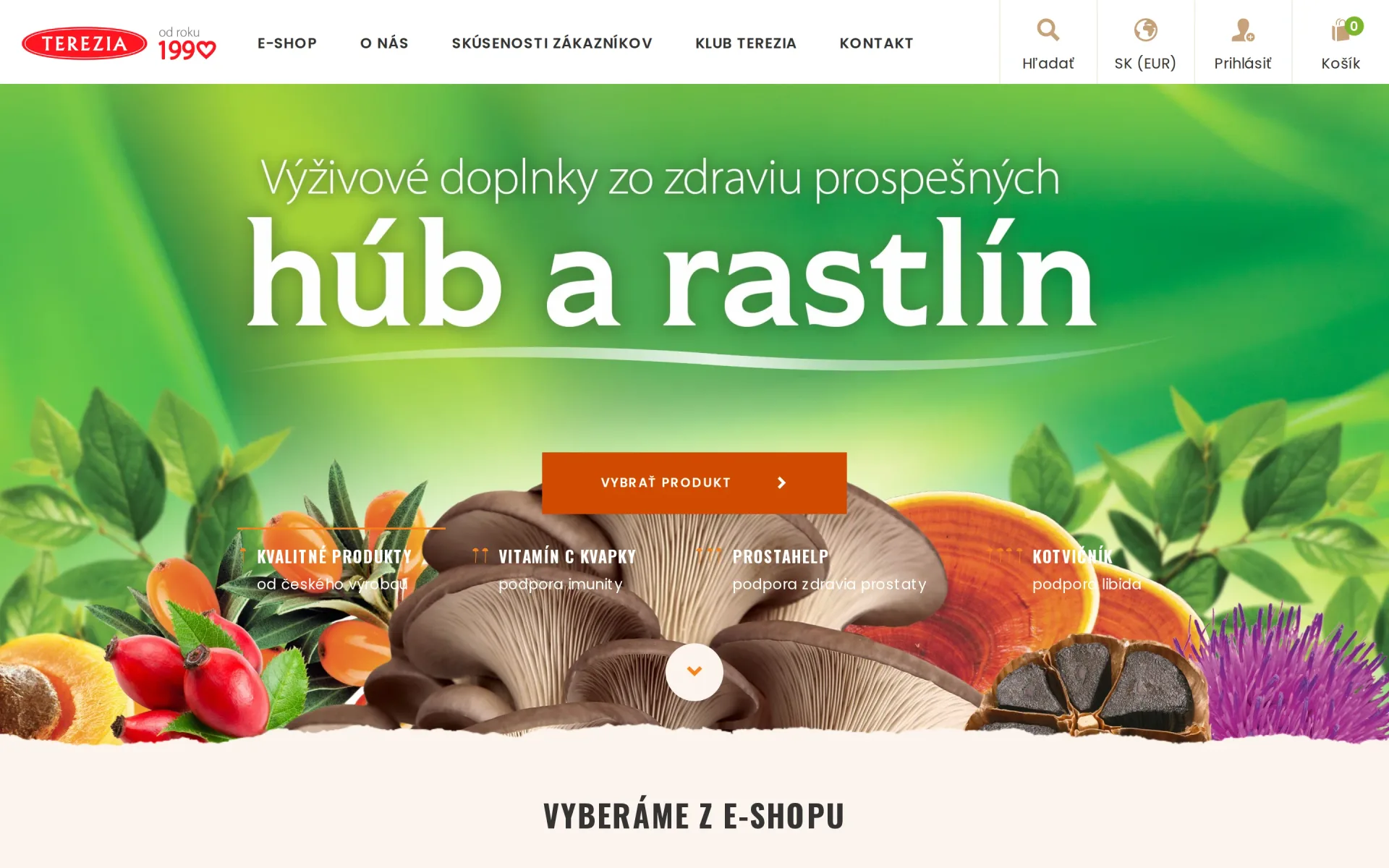 Úvodní stránka slovenského e-shopu terezia.sk