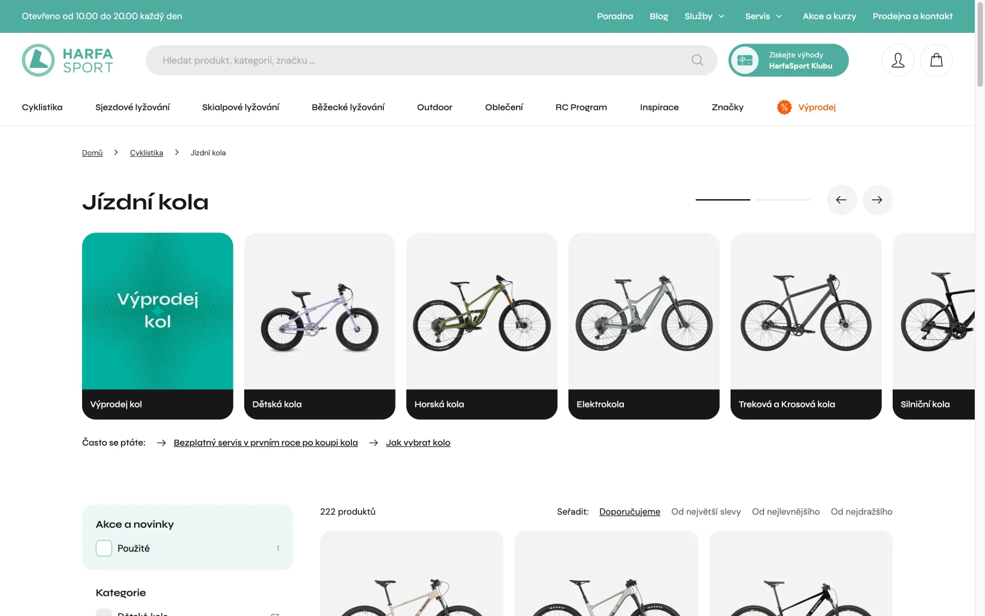 Kategorie kol na e-shopu Harfa Sport