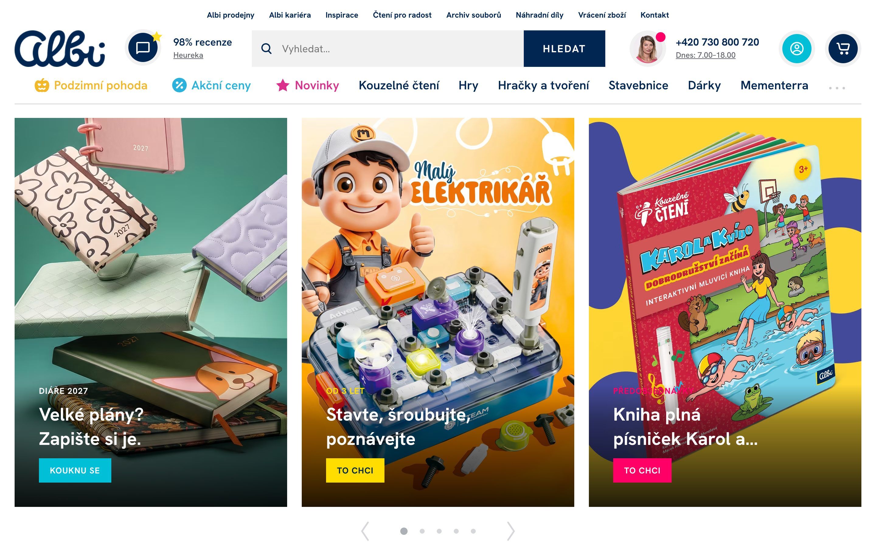 Úvodní stránka e-shopu Albi
