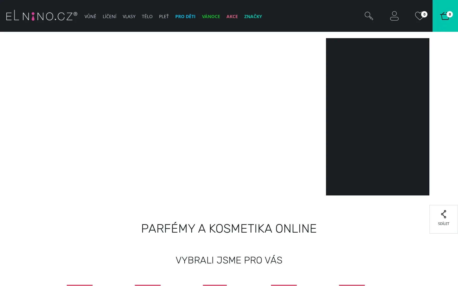 Archivní snímek úvodní stránky e-shopu Elnino