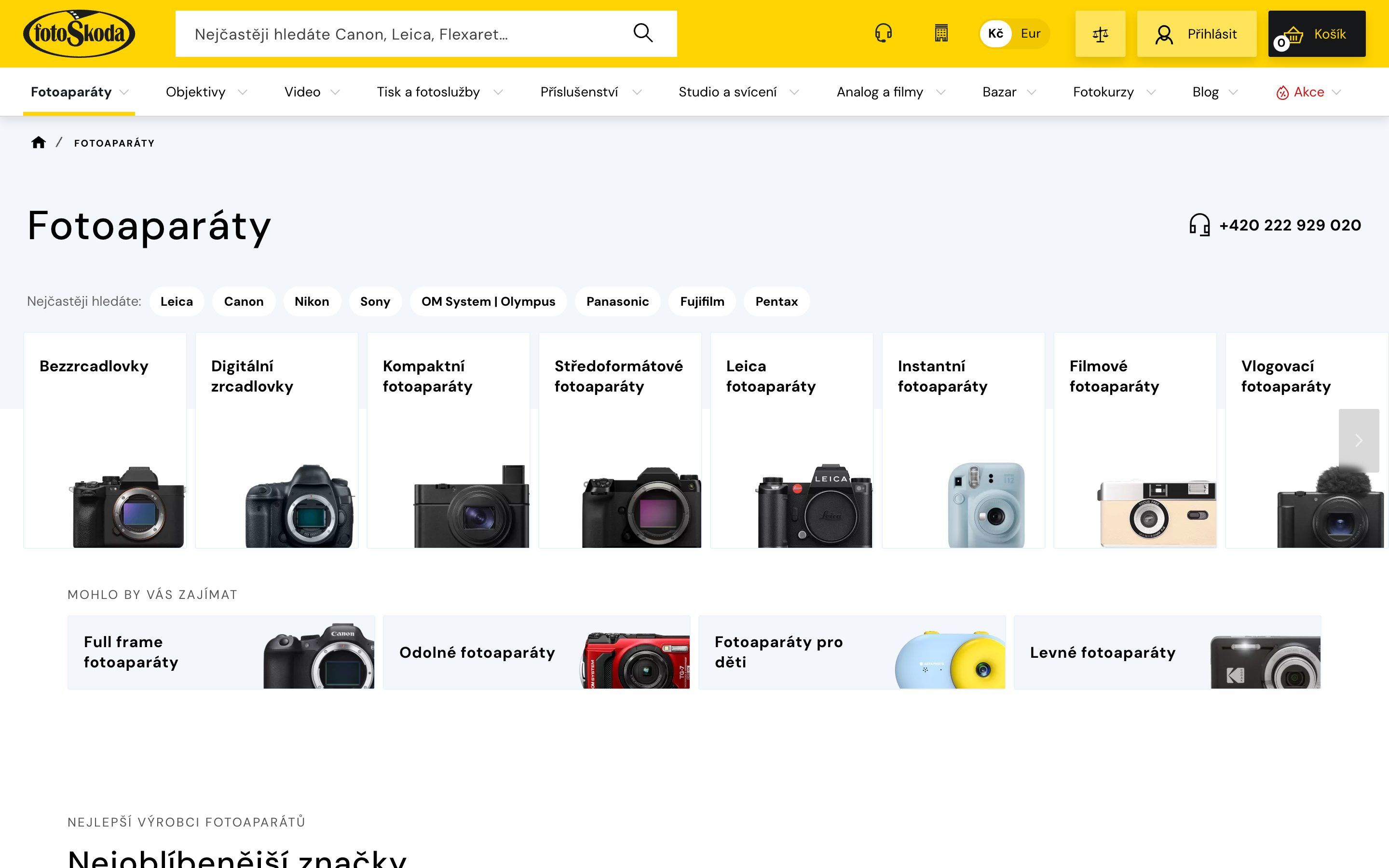 Úvodní stránka e-shopu FotoŠkoda